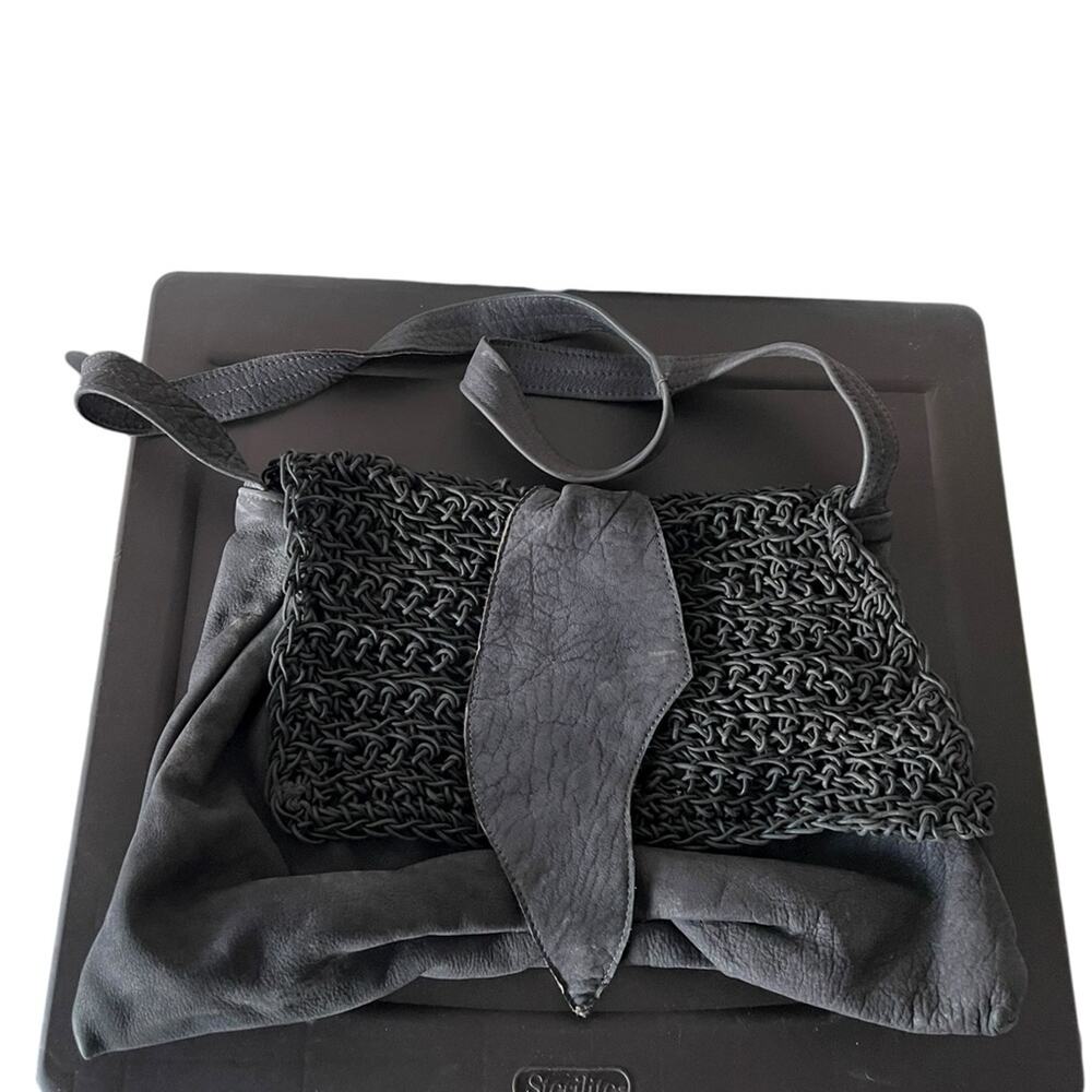 Susan Riedweg Black  Leather Purse Handbag Satchel  One Of A Kind Bag